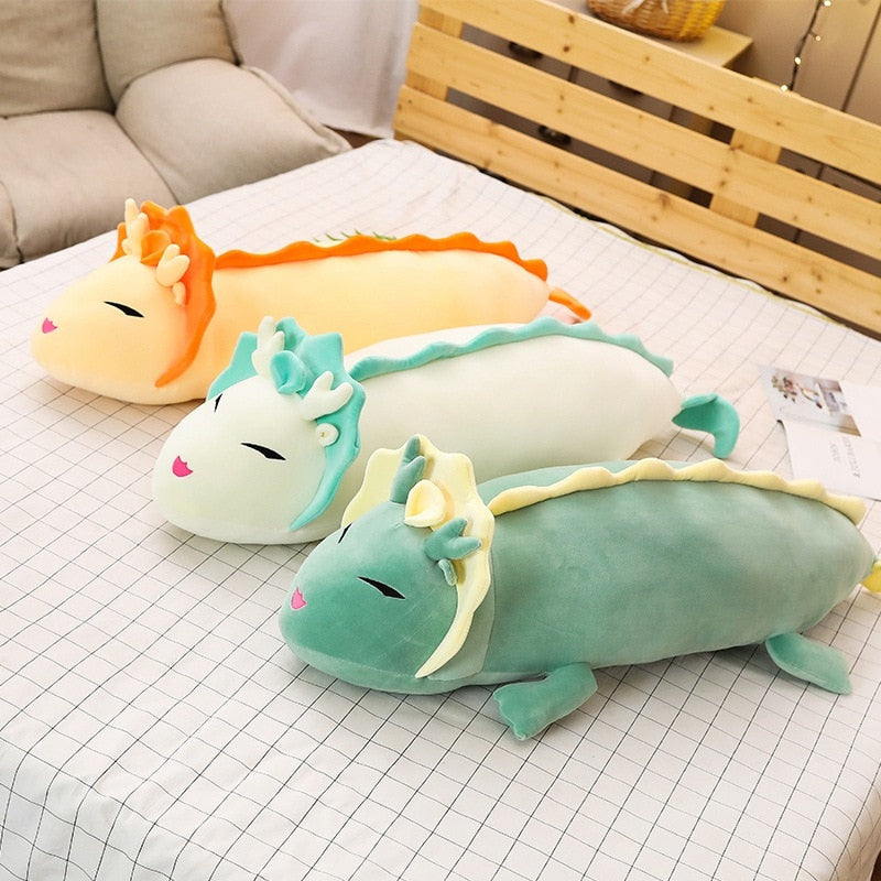 80 cm-120 cm Netter Langer Drache Plüschtier Weiche Cartoon Tier Drei Farben Dinosaurier Gefüllte Puppe Schlafkissen Kissen Beste Geschenke