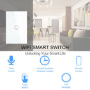 Interruptor táctil Wifi inteligente No requiere cable neutro Smart Home 1/2/3 Gang interruptor de luz 220V compatible con Alexa Tuya App 433RF remoto