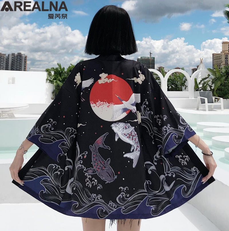 Dragon Anime Kimono Beach Girls Cosplay Dress Shirts New Korean Sunscreen Japanese Kimono Traditional Clothing Hombre Yukata Man