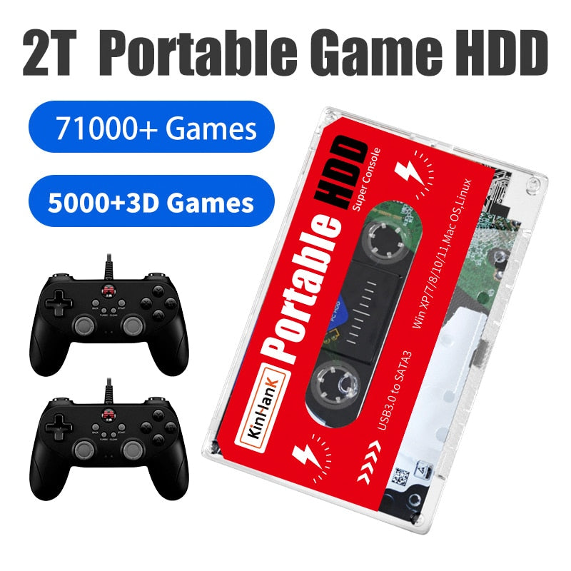 Disco duro externo de 2TB HDD 2,5 para juegos 120000+ juegos para PS2/PS3/PS1/Sega Saturn/Wii/DC/Wiiu para PC/ordenador portátil/Super Console X PC