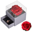 Girls Gift Natural Preserved Rose Jewelry Box /w Love Necklace Eteternal Flowers Jewelry Storage Case Birthday Gifts for Women