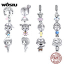 WOSTU Neues Design 925 Sterling Silber Familie Perlen Charms Passend für Original Armband Anhänger Mode DIY Schmuck