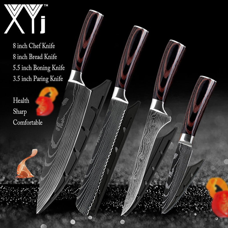 Kitchen Knife Set Stainless Steel Knife Holder Gift Knife Cover Santoku Utility Cleaver Bread Paring Nakiri Knives Cutter Tools
