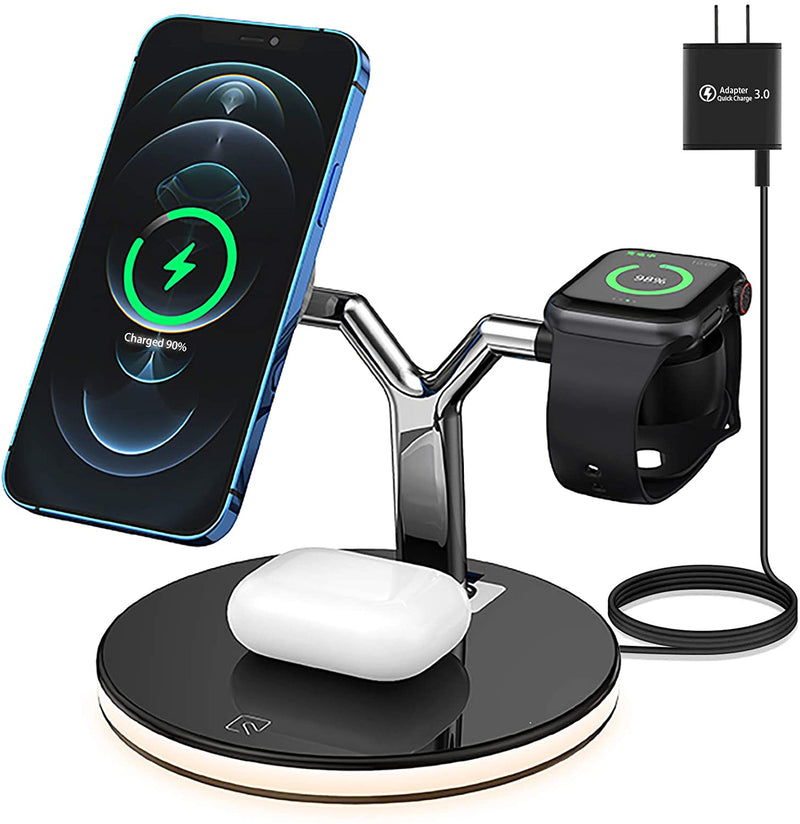 Cargador inalámbrico rápido Qi magnético 3 en 1 de 25W para Iphone 12 Mini Pro MAX estación de carga para Apple Watch 6 5 4 3 2 1 AirPods Pro