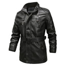 Mountainskin Leather Jacket Mens 2022 Winter Long Men's Motorcycle PU Windbreaker Fashion Slim Fit Male Brand Clothing 6XL SA810