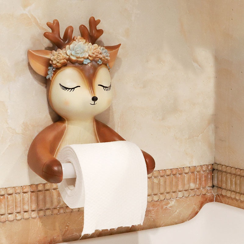 Decorative Deer Toilet Paper Holder Towel Rack Wall Mounted Bathroom Kitchen Roll Paper Holder Tissue Rack