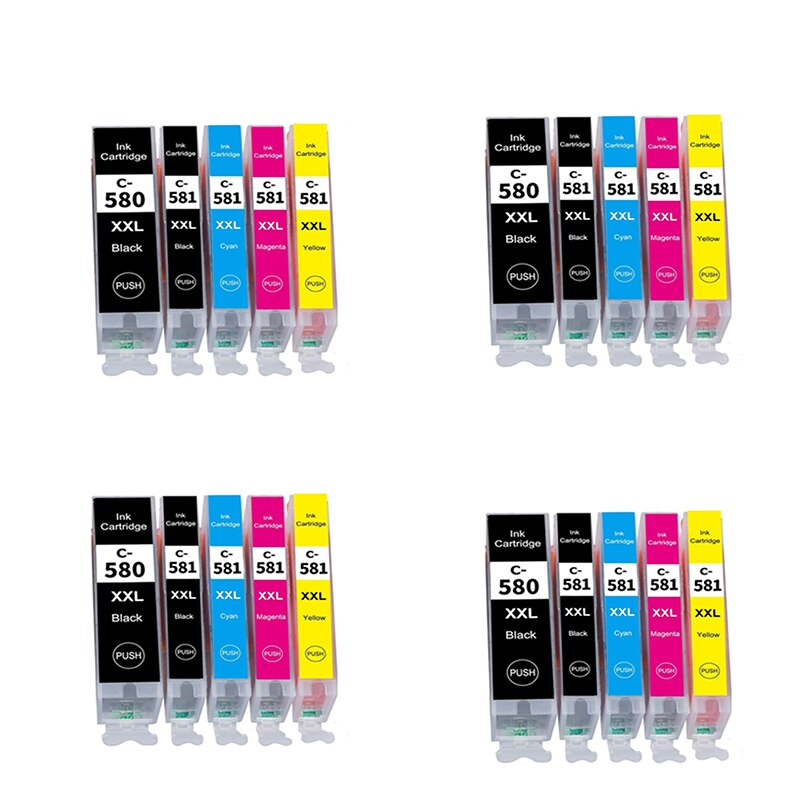 580XXL 581XXL Ink Cartridge Replacement for Canon PGI-580XXL CLI-581XXL PGI 580 XXL CLI 581 XXL 5-PACK PGBK/BK/C/M/Y