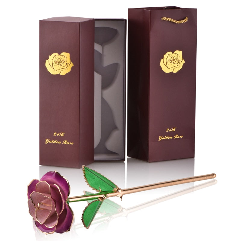 Geschenke für Frauen 24 Karat Gold getauchte Rose mit Ständer Ewige Blumen für immer Liebe in Box Freundin Hochzeit Weihnachtsgeschenke für Sie