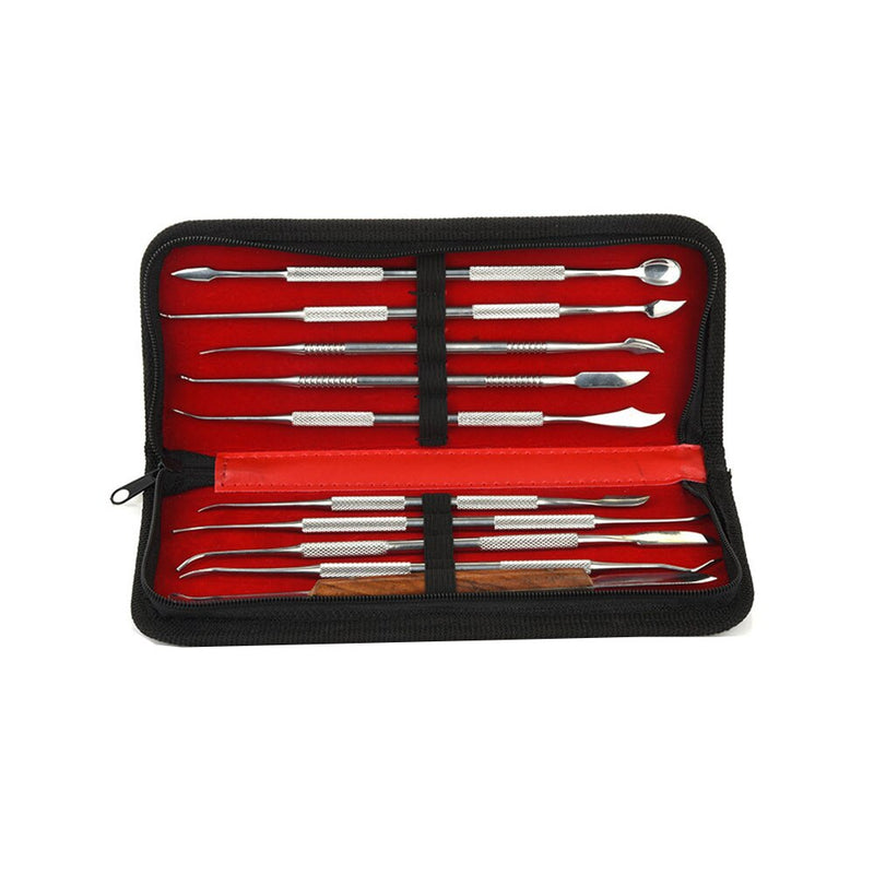 1 Set Wax Carving Tool Stainless Steel Dental Sculpture Instrument Versatile Kit for Dental Lab Equipment With PU Holder Case