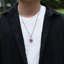 THE BLING KING Nuevo collar con colgante de corazón de melocotón Color psicodélico HipHop Full Iced Out Cubic Zirconia CZ Stone