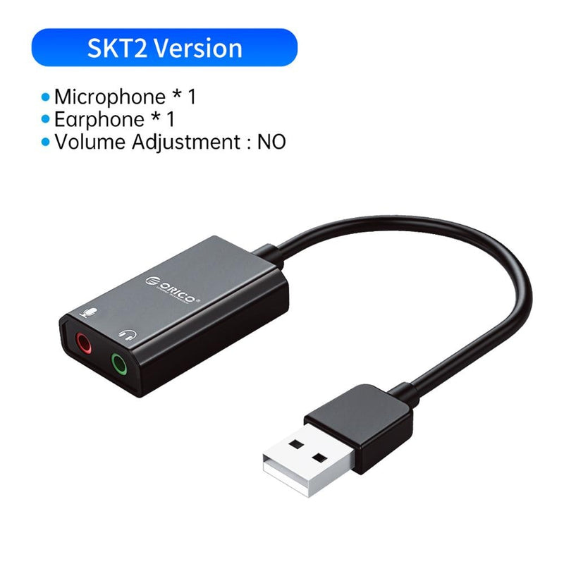 ORICO Externe USB-Soundkarte Stereo-Mikrofon Lautsprecher Headset Audio-Buchse 3,5-mm-Kabeladapter Stummschalter Lautstärkeregelung Free Drive