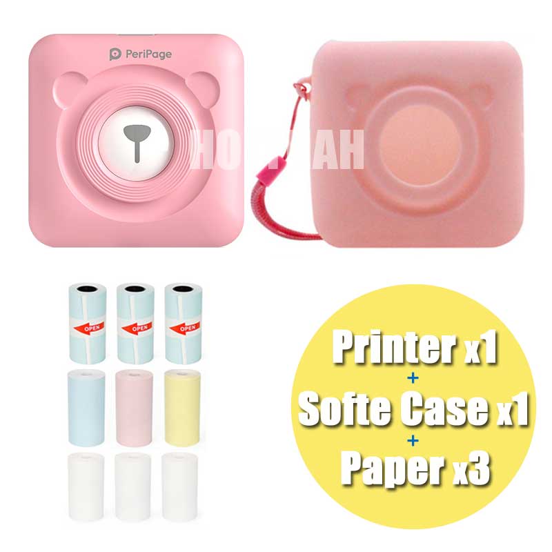 Peripage A6 MIni  Photo Printer Portable Thermal  Pocket  Printer Inkless 203dpi  Wireless Bluetooth PC IOS Android Soft Case