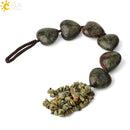 CSJA Heart Shape Natural Stone Car Hanging Chakra Chip Bead Healing Crystal Handmade Weave Lucky Ornament Window Wall Decor G541