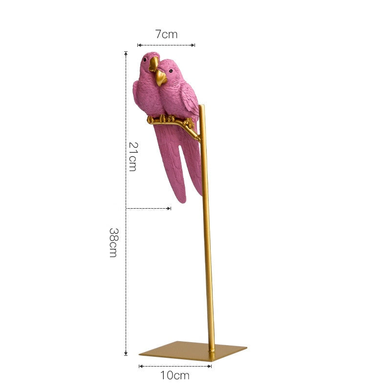 Nordic Creative Resin Simulated Animal Parrot Bird Crafts Ornaments Gold Modern Home Desktop Decoration Miniature Figurines