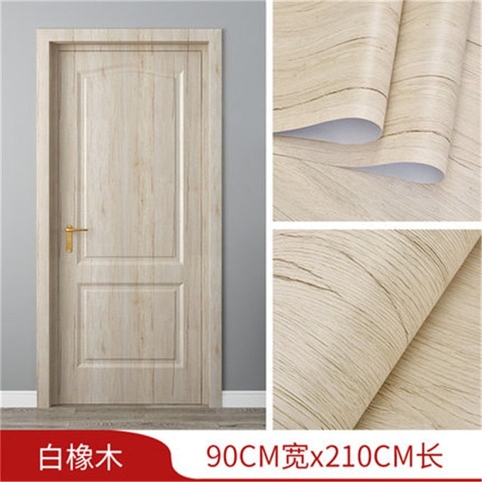 90x210cm White PVC Door Wallpaper Wood Grain sticker home decor Self-adhesive Waterproof Mural Furniture Door Decoration Decals