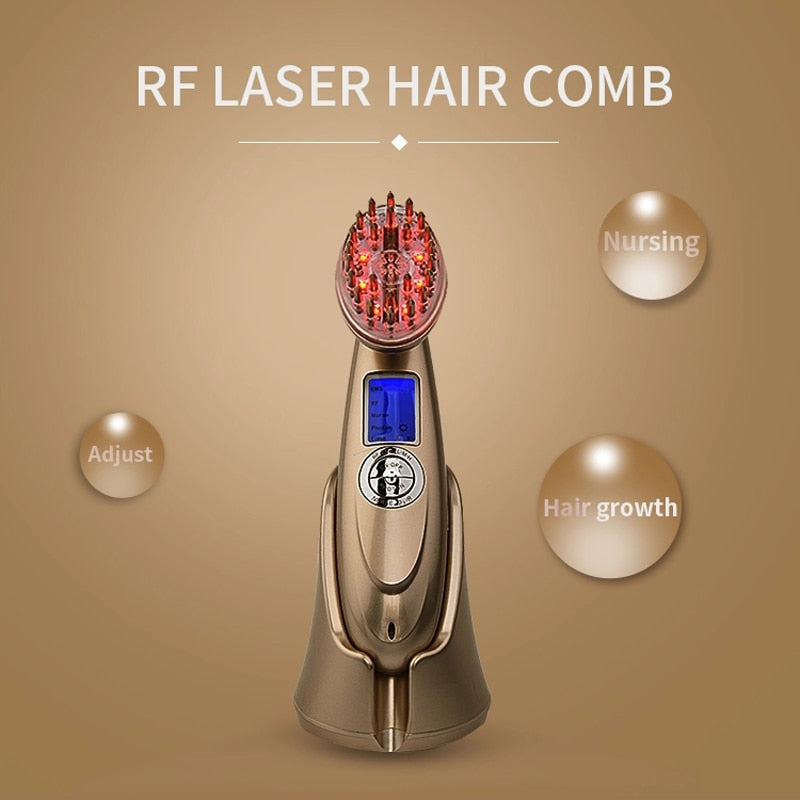 Peine láser 4 en 1 para la caída del cabello, cepillo para el crecimiento del cabello, tratamiento de crecimiento, masaje de fotones LED RF EMS, terapia de crecimiento del cabello con láser