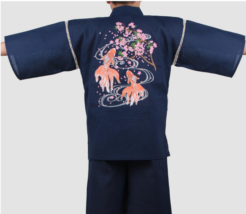 Traditioal Japanese Pajamas Sets Men Yukata Kimono Cotton Male Loose Japan Home Clothing Sleepwear Bathrobe Leisure Wear A52508