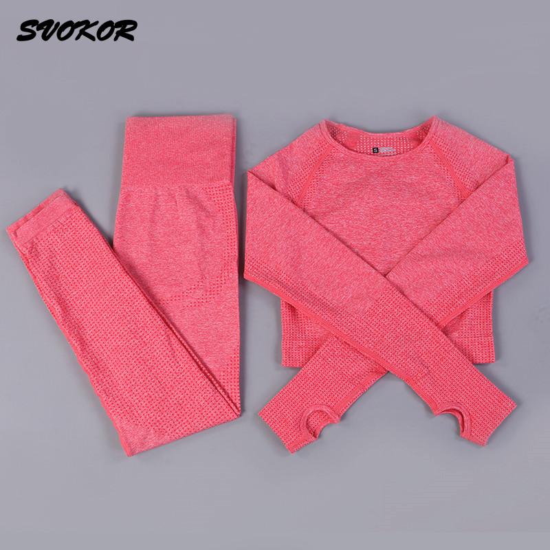 SVOKOR, conjunto de Yoga para mujer, ropa de Fitness de puntos sin costuras, ropa de entrenamiento estampada, ropa deportiva para gimnasio, mallas Push Up, sujetador, traje deportivo