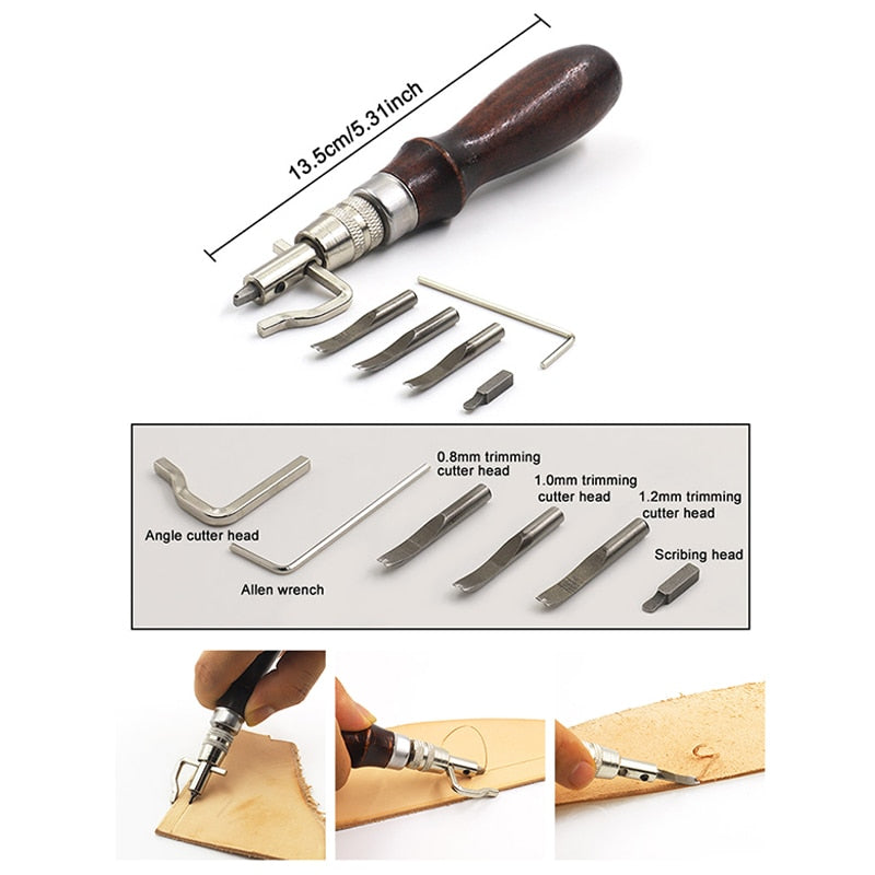 DIY Professional Leather Craft Tools Kit Hand Sewing Stitching Punch Carving Work Saddle Groover Set Accessories DIY Tool box