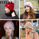 FURTALK, gorro de invierno para mujer, gorro con forro polar, gorro de invierno tejido para mujer y niña, rojo, negro, blanco, rosa y gris