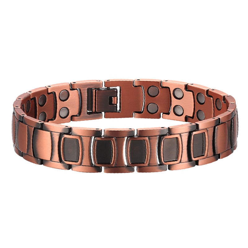 Pulsera de terapia magnética energía de la salud brazalete de terapia de cobre puro para la artritis piedras de energía pulsera de lujo para hombres joyería de Metal