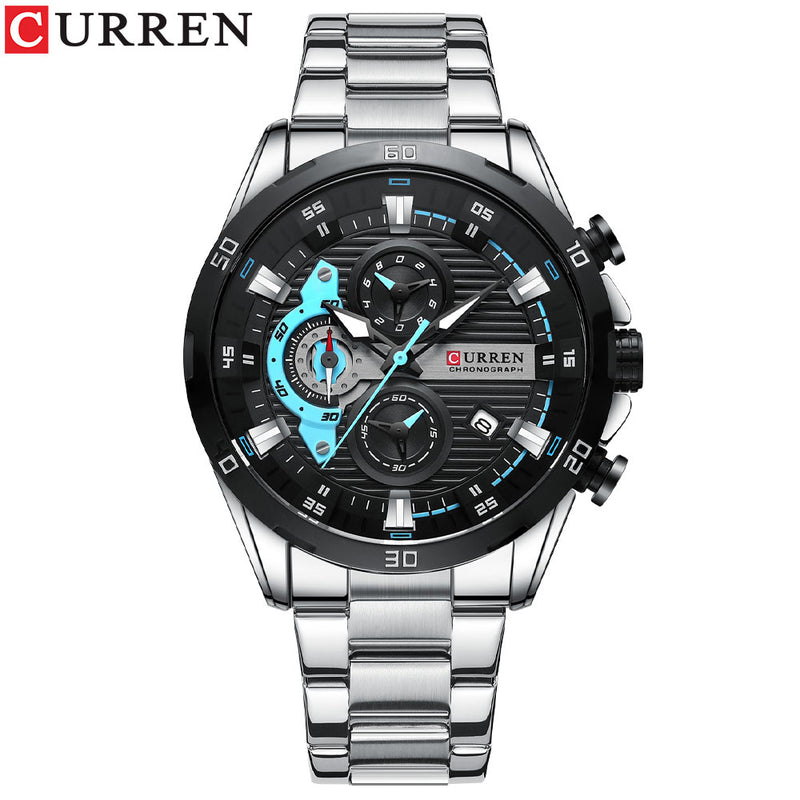 CURREN New Chronograph Men Watches for Sport Casual Stainless Steel Luminous Wristwatches for Male Creative Design Quartz Clock