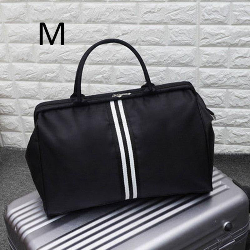 Korean Version Overnight Weekend Traveling Bag Strip Handbag Big Travel Bag Luggage Men&