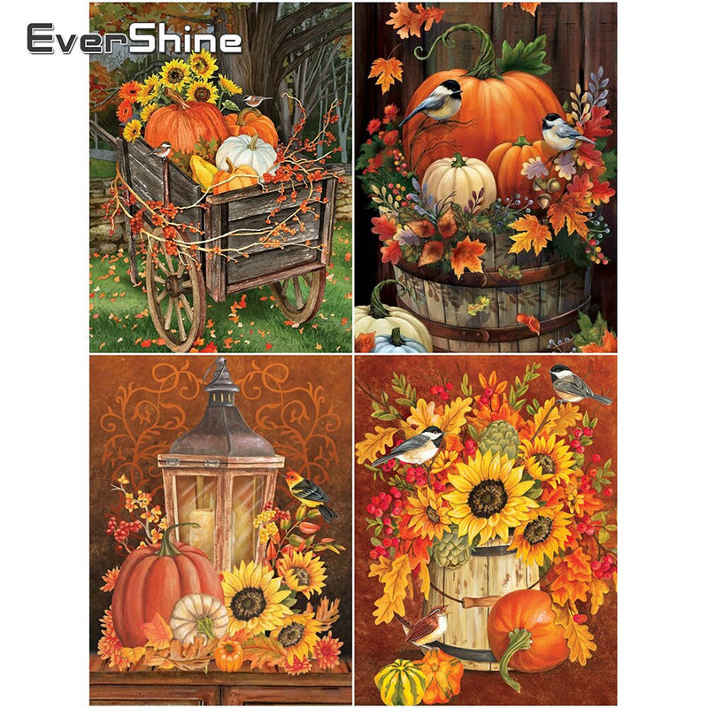 EverShine 5D Diamond Painting Full Square Halloween Diamond Embroidery Pumpkin Rhinestones Art Cross Stitch Kits Hobby Gift