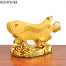 Chinese Style Lucky Home Office Company Car Talisman Money Drawing Fortune Arowana Golden Resin Fish Decorative Statue