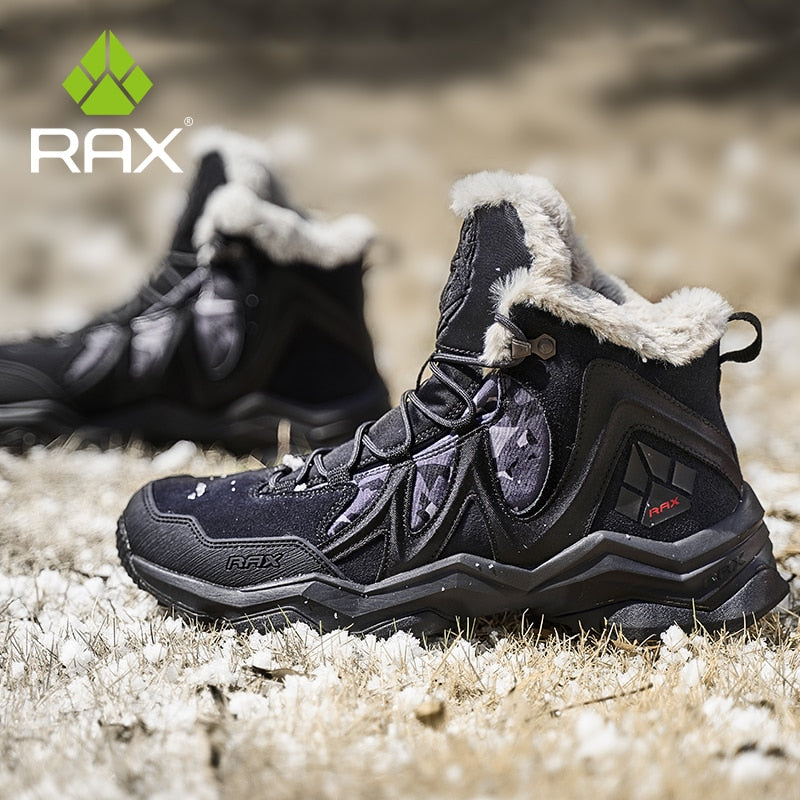 RAX Outdoor Hiking Boots For Men Women Fleece Winter Snow Boots Sports Sneakers Mens Mountain Shoes Trekking Walking Boots
