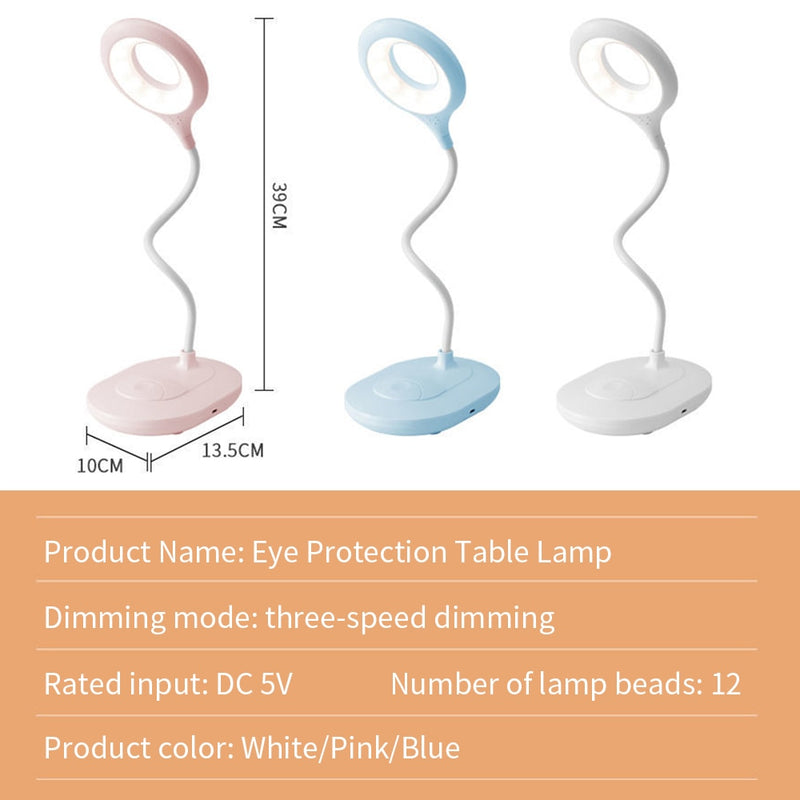 Led Desk Lamp 3 Color Stepless Dimmable Touch Foldable Table Lamp Bedside Reading Eye Protection Night Light DC5V USB Chargeable