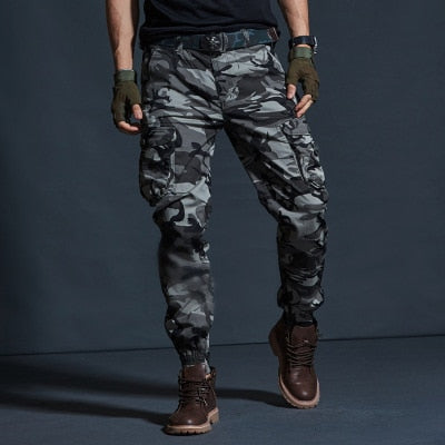 Military Tactical Pants Mens Joggers Camouflage Cargo Casual Pants Male 100% Cotton Multi-Pocket Fashions Large size Trousers