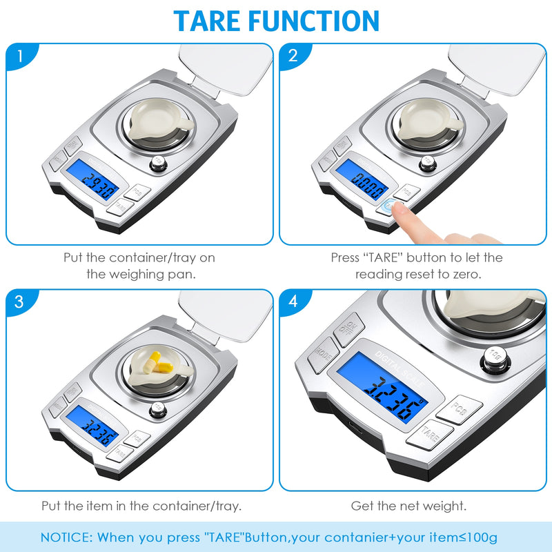 0.001g Precision Electronic Scales 100g/50g USB Charging Digital Weighing Jewelry Scale Portable Lab Weight Milligram Scale