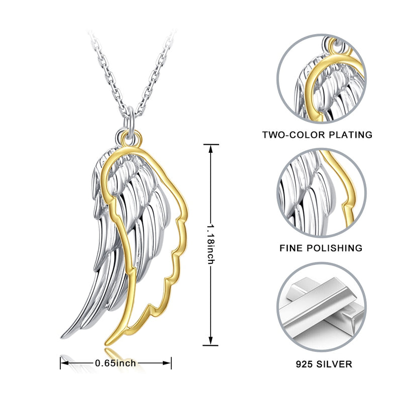 925 Sterling Silver Wing of Angel Necklace Hollow 18k Gold Color Feather Pendant Chain for Women 2020 Fine Jewelry Wedding Gift