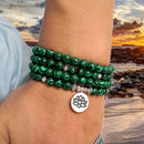 Tibetan 108 Mala Bracelet Malachite Stone Beads Bracelets Yoga Lotus OM Buddha 6 MM