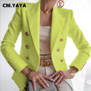 CM.YAYA Damen Blazer Solide Volle Ärmel Zweireihig Schlank Lässige Blazer Weibliche Mode High Streetwear Sommer 2021