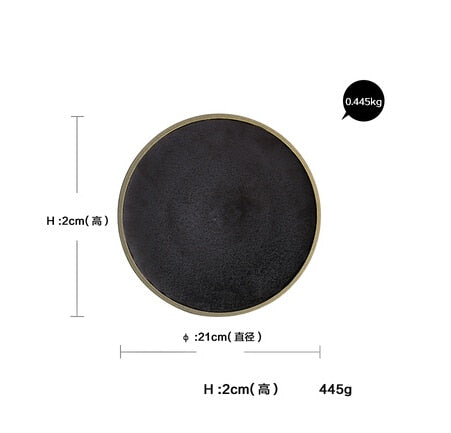 Exclusive KINGLANG Black Ceramic Dinner Plate Western Big Steak Plate Main Course Plate Dish Restaurant Wholesale Plates