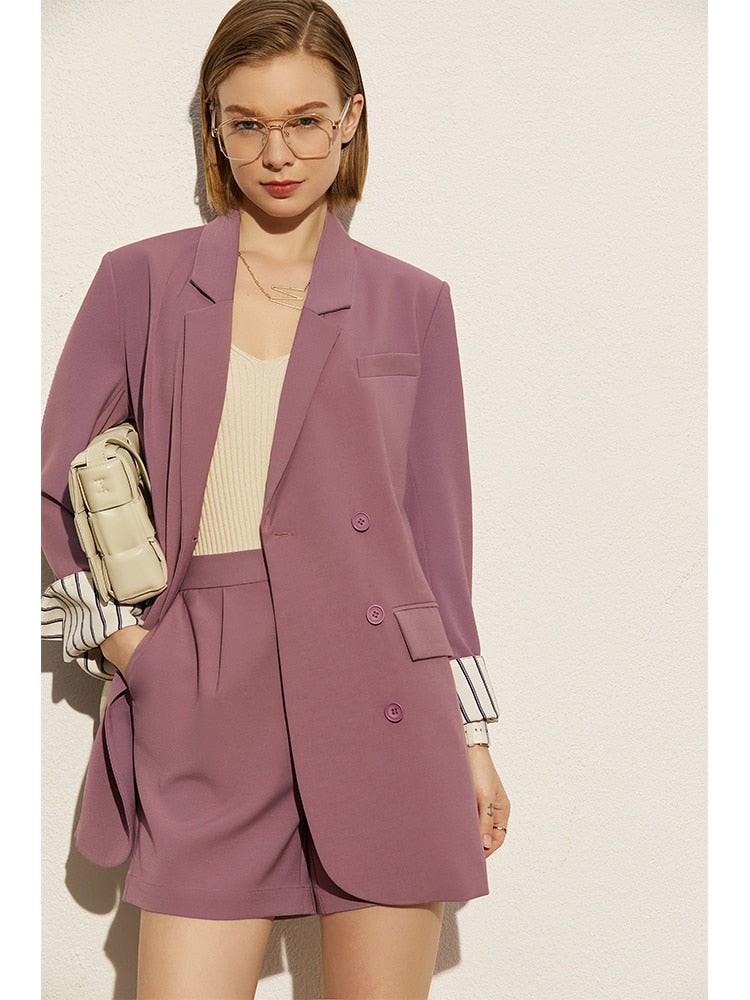 Amii Minimalism Blazers Spring Summer Office Lady Blazer Solid Patchwork Women Jacket Coat Causal Women&