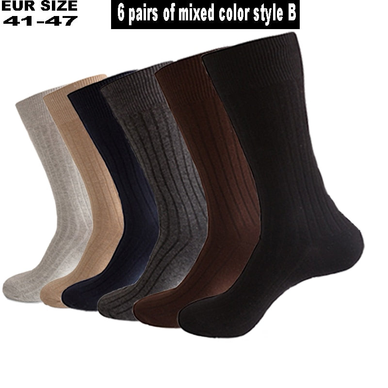 6 Pairs/Lot Large Size Men Socks Cotton Long Business Compression Harajuku Socks Winter Gentleman Sox Sokken Plus Size EU41-48