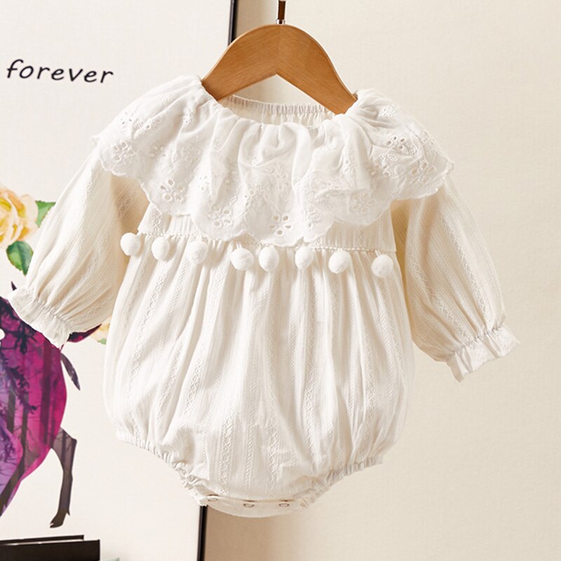 New Autumn Korean Style Baby Girls Cotton Princess Romper Long Sleeve Baby Girls Jumpsuits Newborn Girls Crawling Clothes