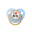 9 Colors Pacifier Baby Shower Gift Bling Baby Dummy Silicone BPA Free Infant Nipple Newborn Pacifiers For Babies I Love Mum Dad