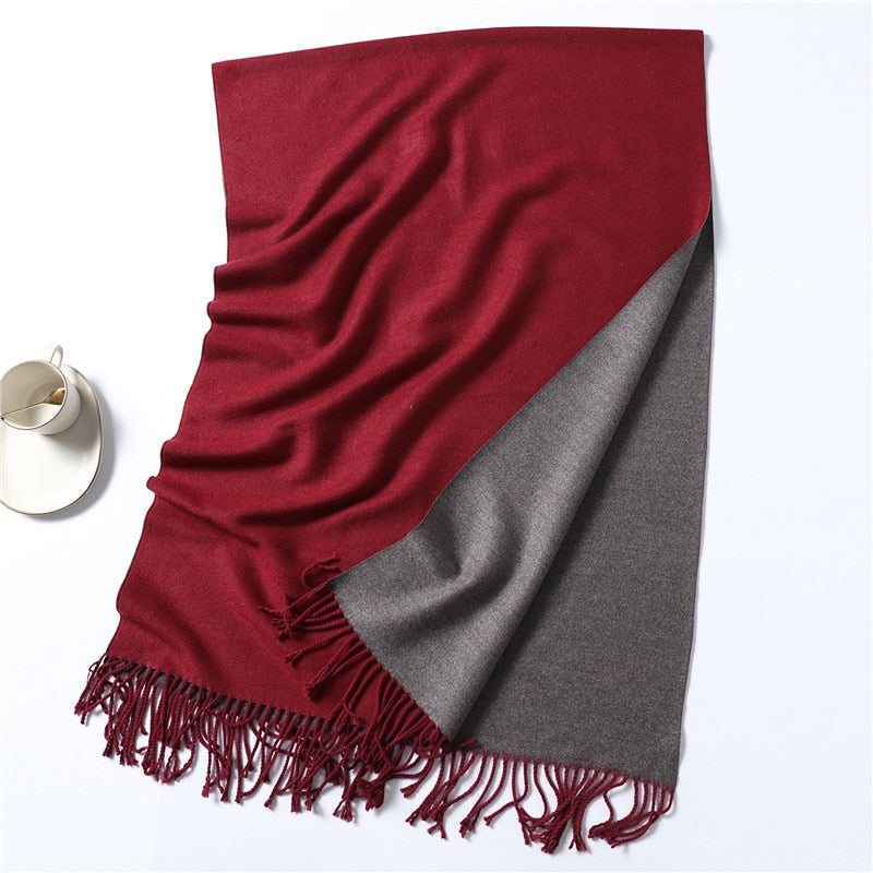 Winter-Kaschmir-Schal-Frauen-dicke warme Tücher wickelt Dame feste Schal-Art- und Weisequasten-Pashmina-Decke-Qualitäts-Foulard 2022 neu ein