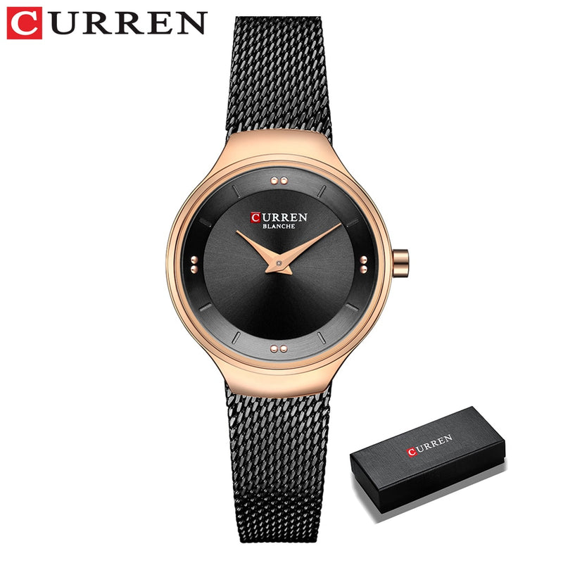 Elegante Damenuhren CURREN Mode Quarz Edelstahl Mesh Uhr Weibliche Einfache Armbanduhr für Damen Uhr reloj mujer