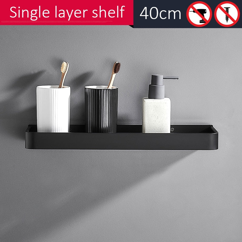 Black Bath Shelves Bathroom Shelf Organizer Nail-free Shampoo Holder Shelves  Storage Shelf Rack Bathroom Basket Holder EL1018