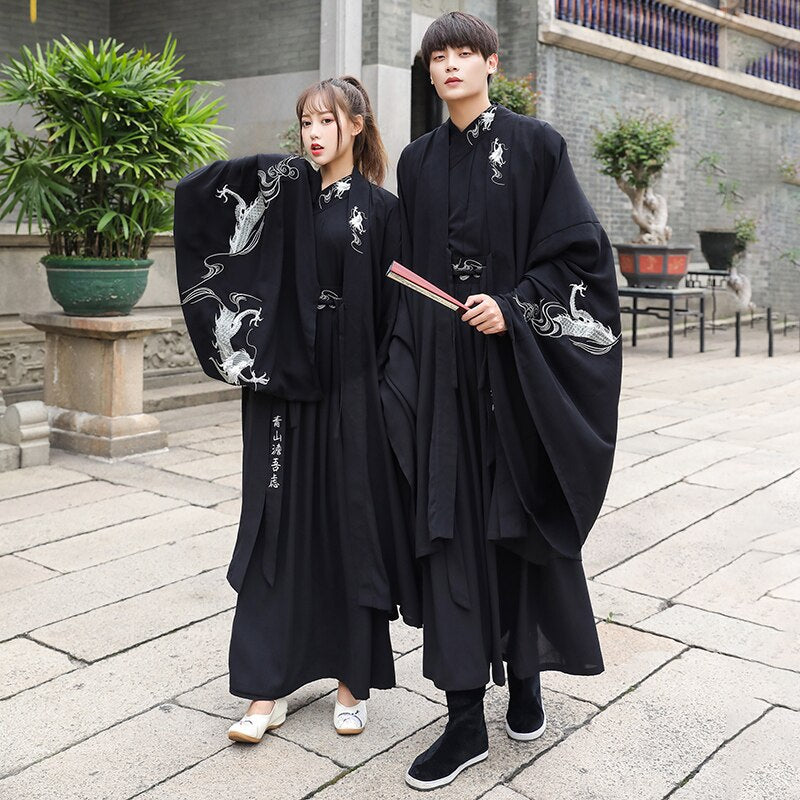 Vestido tradicional Hanfu de talla grande para mujer, disfraz de la dinastía Han para hombre, ropa de espadachín antiguo chino para parejas, Kimono masculino, traje Tang