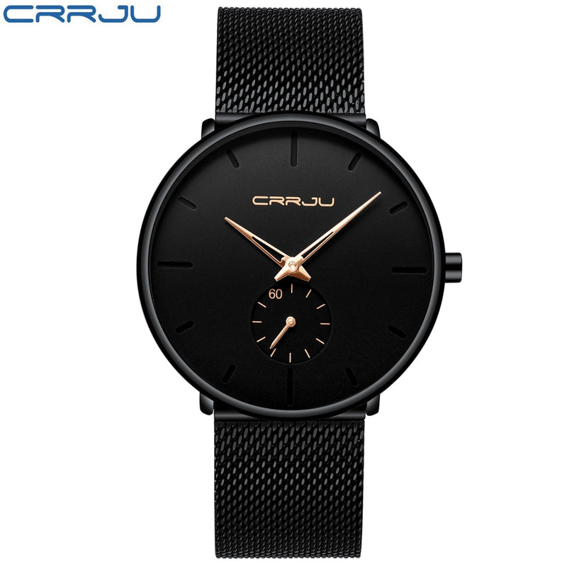 CRRJU Fashion Blue Men Watch Top Luxury Brand Minimalist Ultra-thin Quartz Watch Casual Waterproof Clock Relogio Masculino