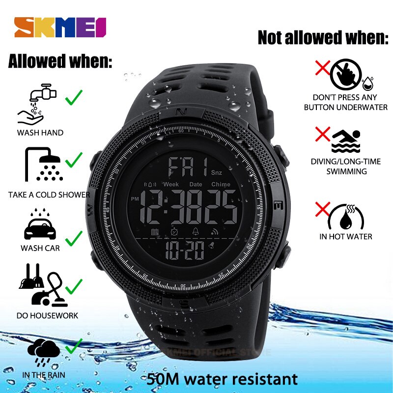 SKMEI Herrenuhren Sport Countdown Double Time Watch Alarm Chrono Digital Armbanduhren Man Clock Wasserdicht Relogio Masculino