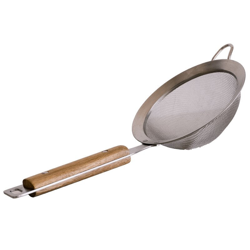 Wooden Handle Wire Fine Mesh Fries Dumpling Sieve Colander Sifter Flour Oil Strainer Frying Spoon Filtering Food Kitchen Tools