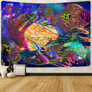 Simsant Trippy Sea Tapestry Hippie Fish and Jellyfish Summer Art Wall Hanging Tapestries for Living Room Home Decor Banner