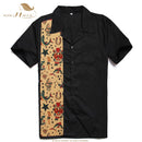 SISHION L-2XL Camisa de hombre ST110 Manga corta Negro Rojo Rockabilly Algodón Casual Camisas de bolos para hombres camisa masculina